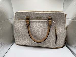 Calvin Klein Signature Logo Logo Monogram Satchel Bag with Gold Hardware